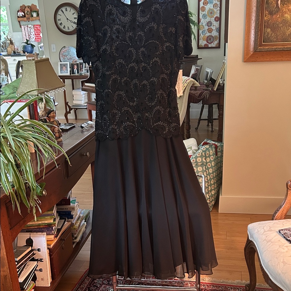 Papell Boutique Black Lace Maxi Dress